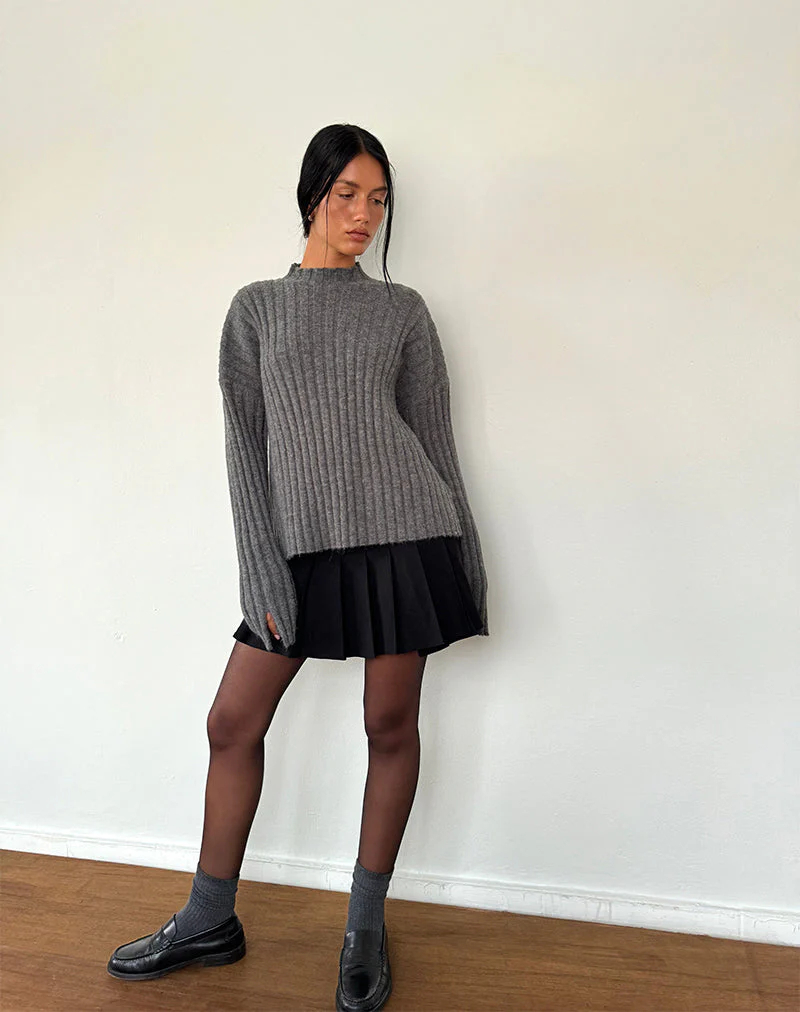 Judah Übergroßer Pullover aus klobigem Rippenstrick in Anthrazit - Image 5