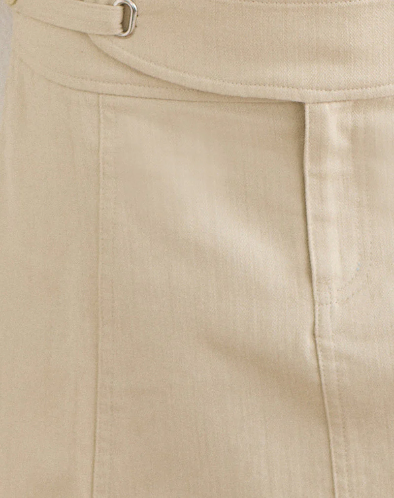 Julis Buckle Waist Mini Skirt in Twill Beige - Image 6