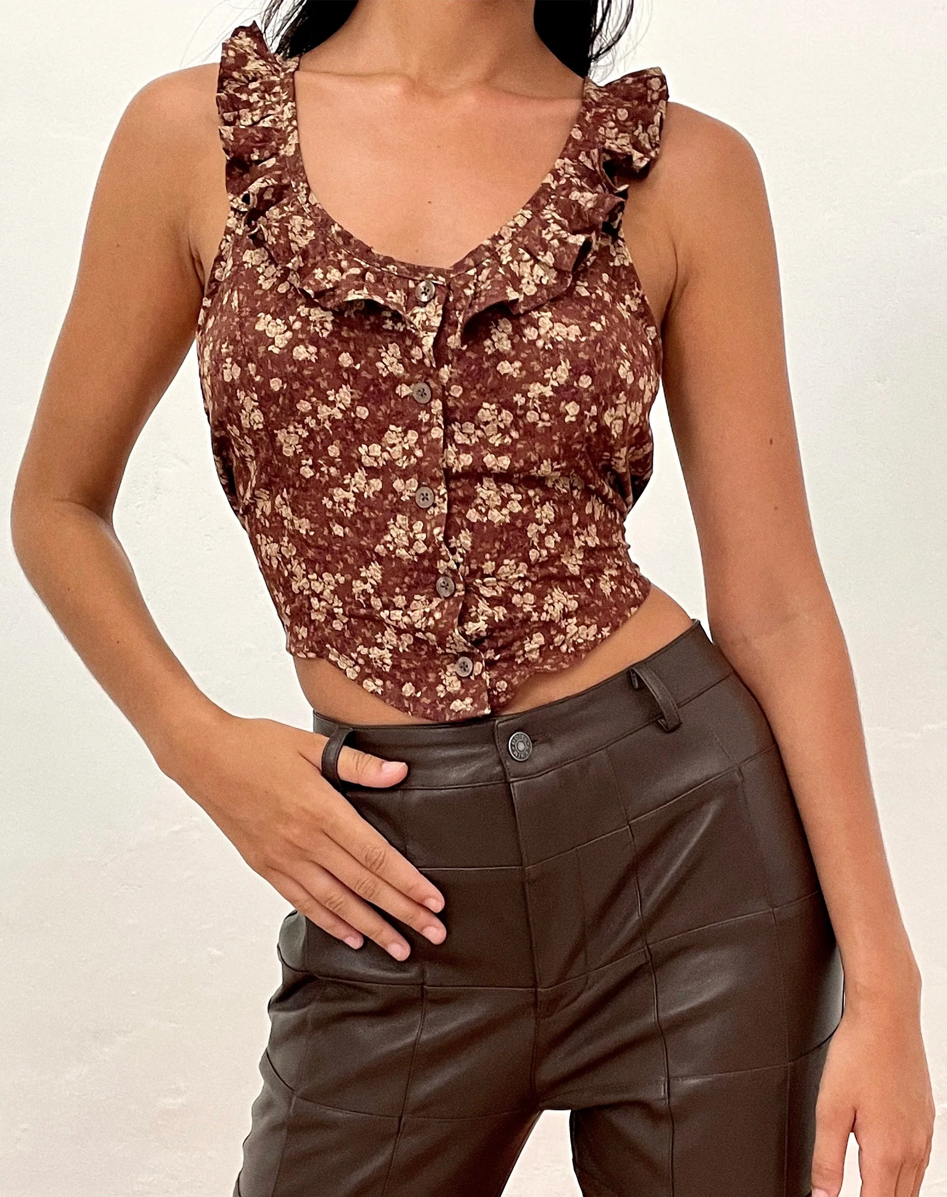 Julka Cami Top in erdig-blumigem Braun - Image 3