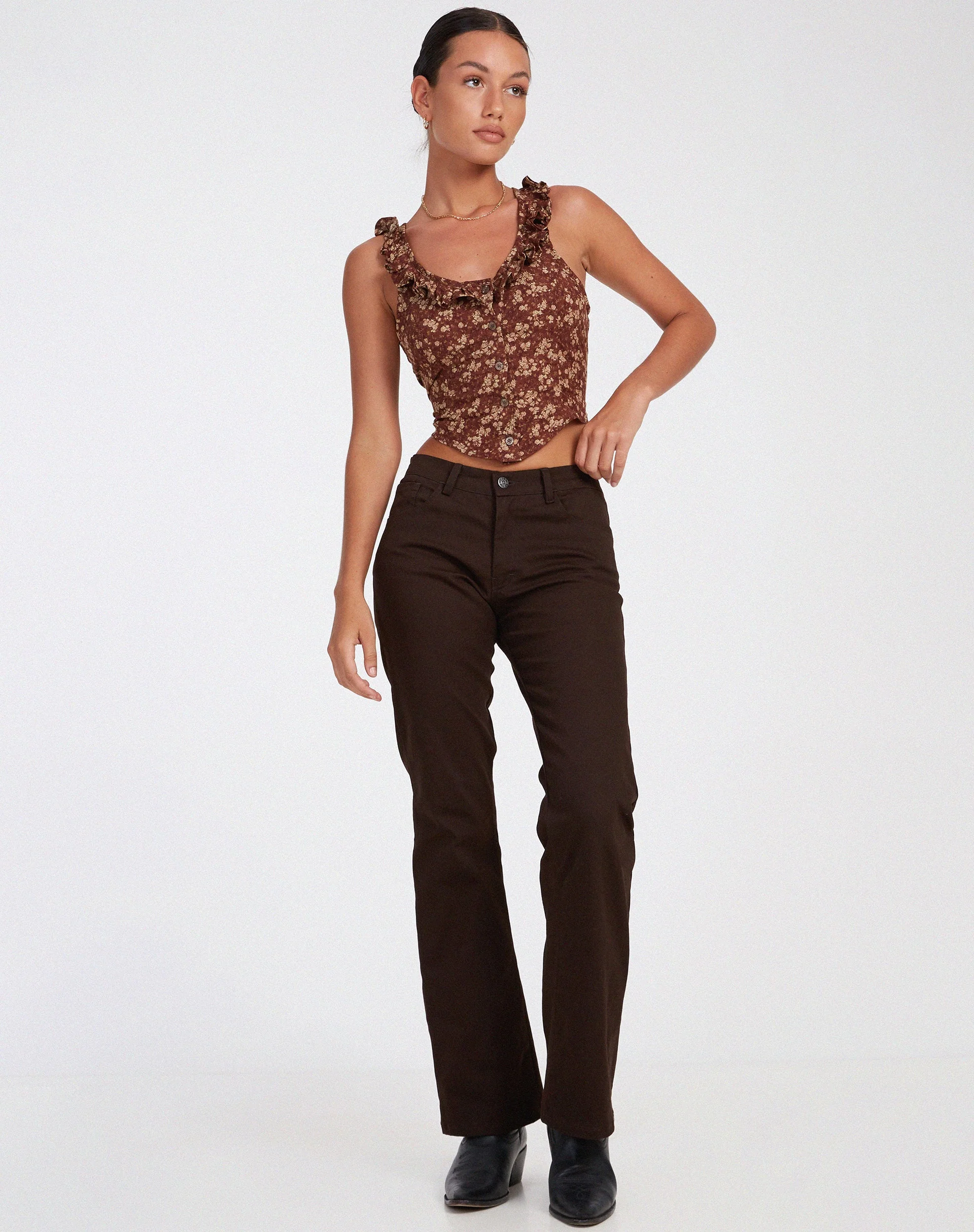 Julka Cami Top in erdig-blumigem Braun - Image 6