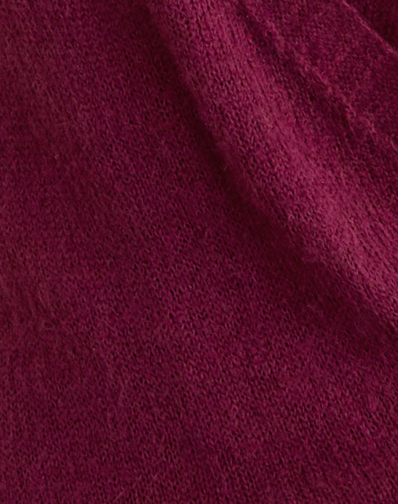 Junbi Wrap Minikleid aus Strick in Weinrot - Image 6