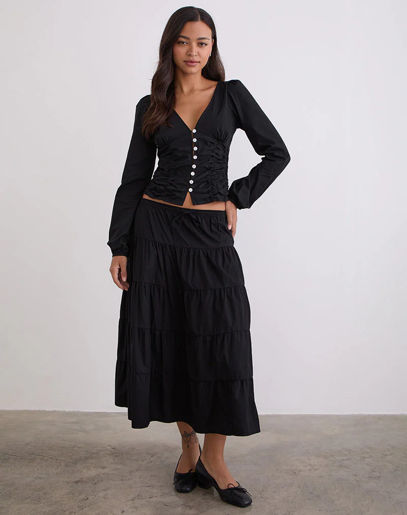 Kadek Taillierte Bluse aus Popeline Schwarz - Image 2