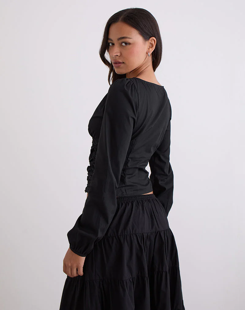 Kadek Taillierte Bluse aus Popeline Schwarz - Image 5