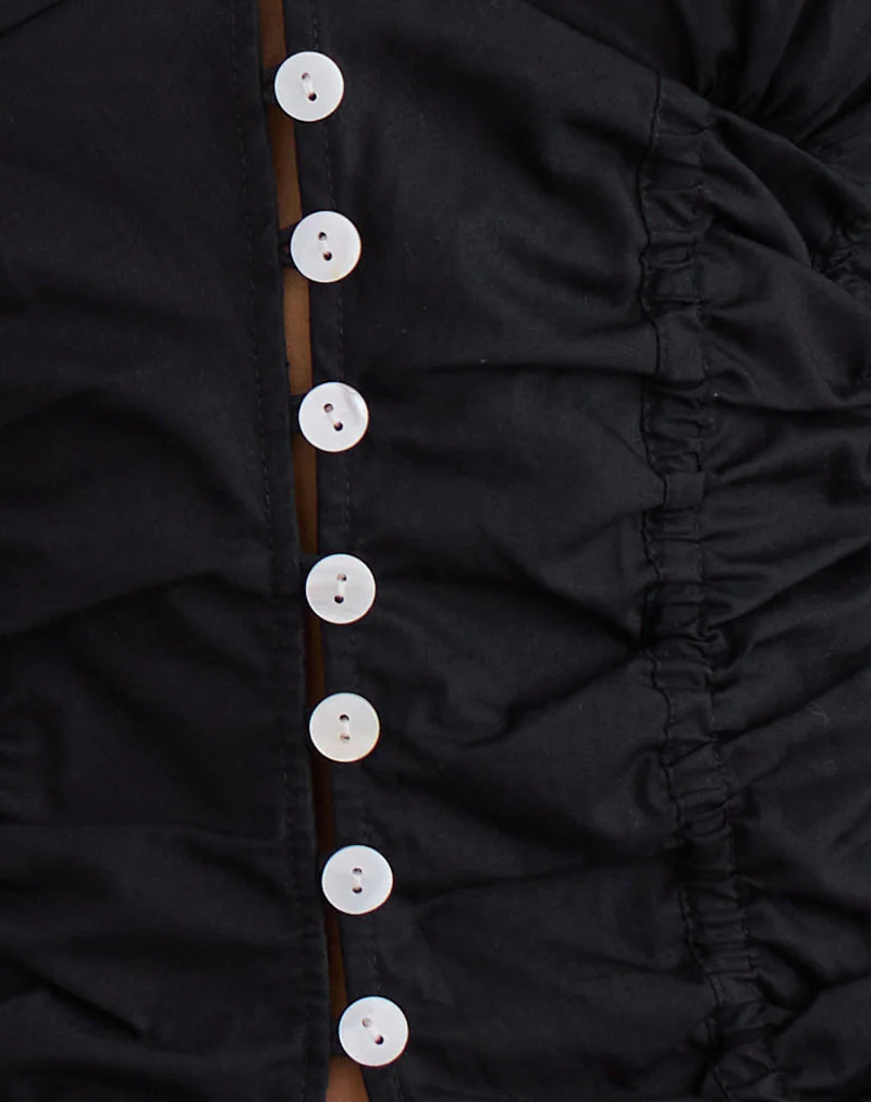 Kadek Taillierte Bluse aus Popeline Schwarz - Image 6