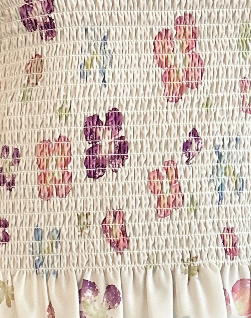 Kagumi Gerafftes Top in Blumenstempel Lila - Image 6