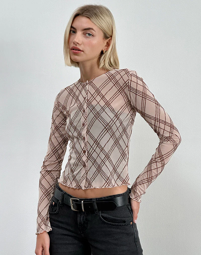 Kahula Hemd in Sketchy Stripe Nude