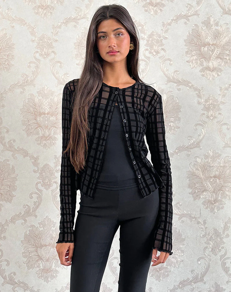 Kahula Hemd aus tonalem Karoflock Schwarz - Image 5