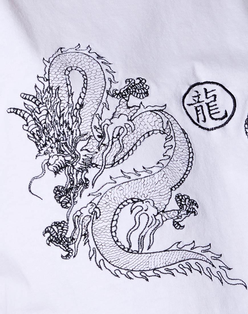 Kai Tee in Weiß Yin Yang Drachen Stickerei - Image 5