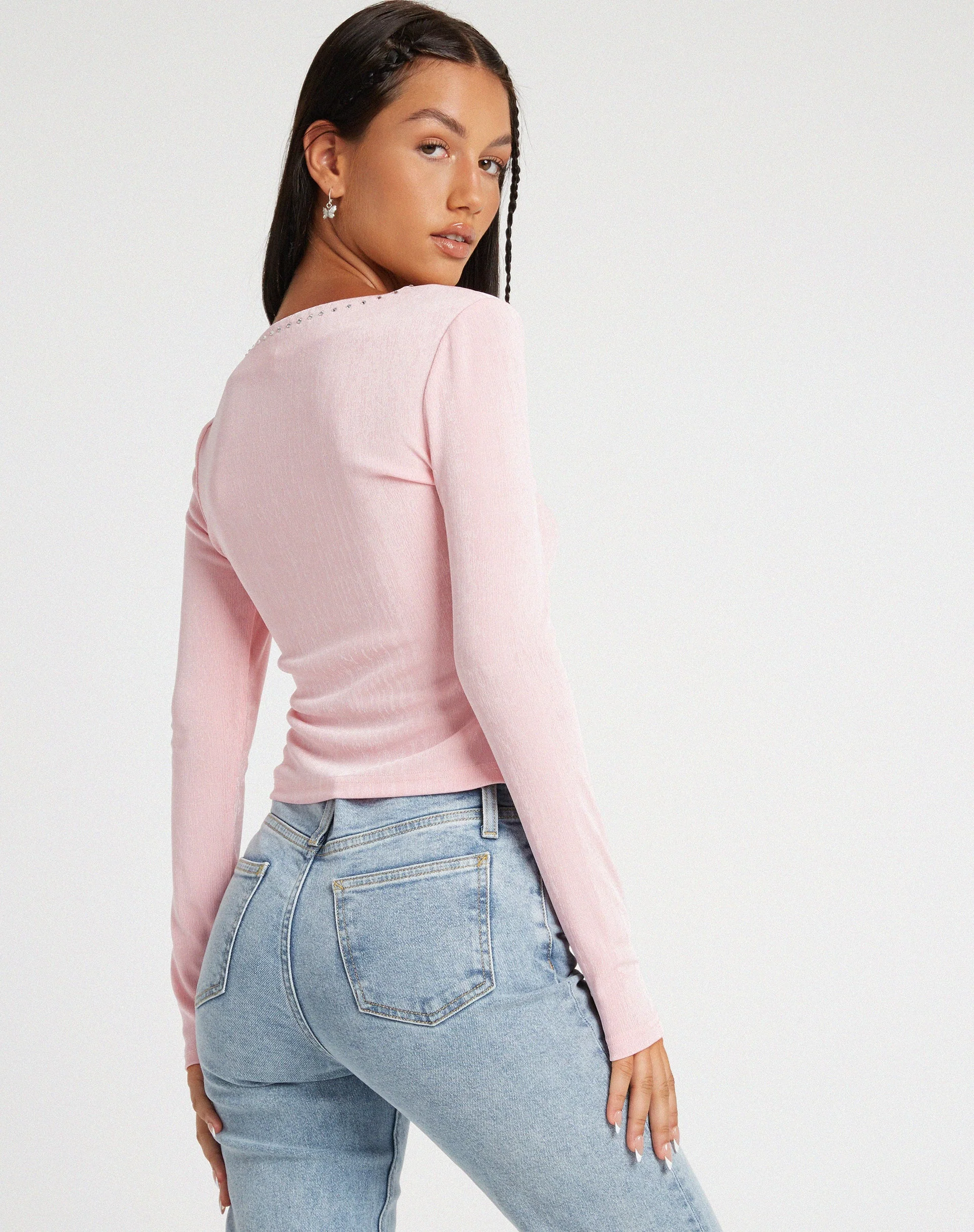 Kaigra Cardi in Babyrosa Silber mit Hotfix - Image 2