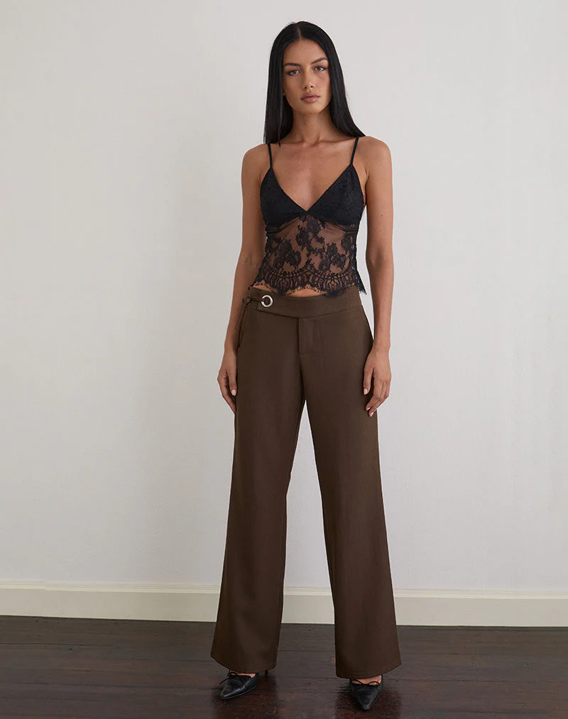 Kaika Plunge Cami Top aus Wimpernspitze Schwarz - Image 2
