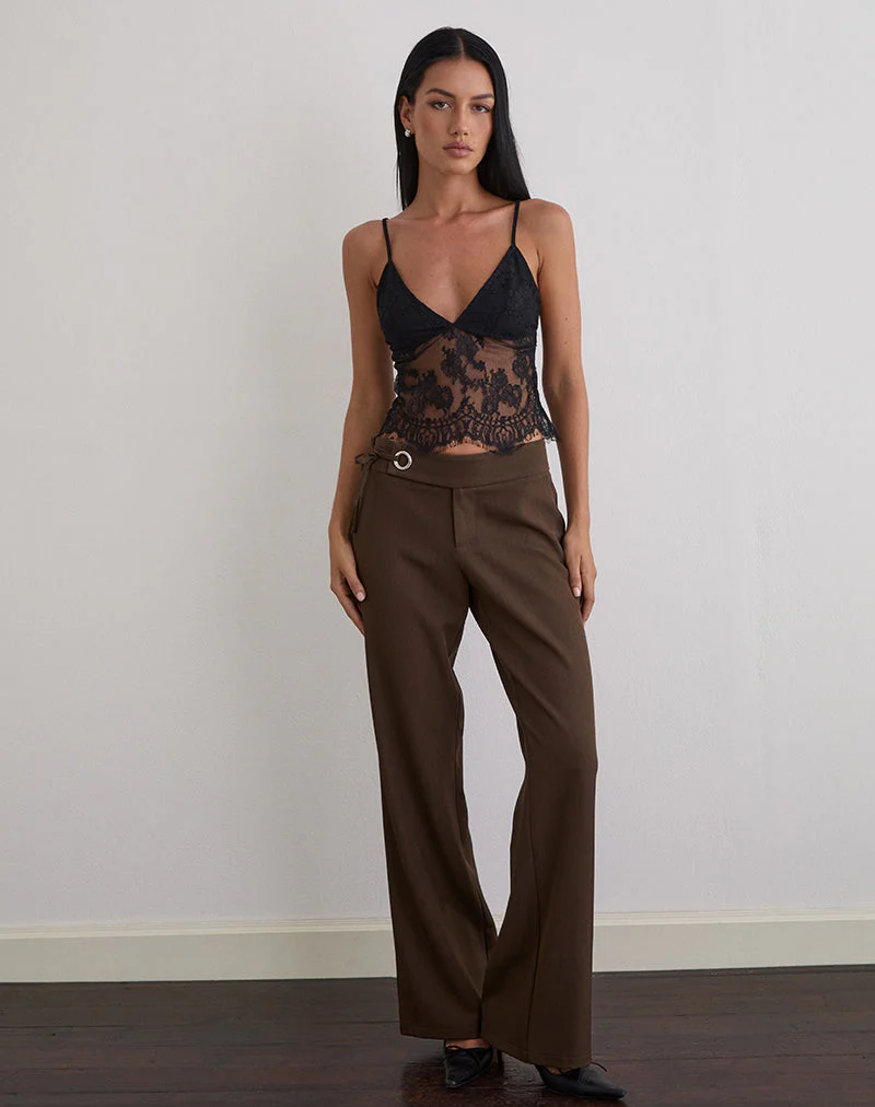 Kaika Plunge Cami Top aus Wimpernspitze Schwarz - Image 3