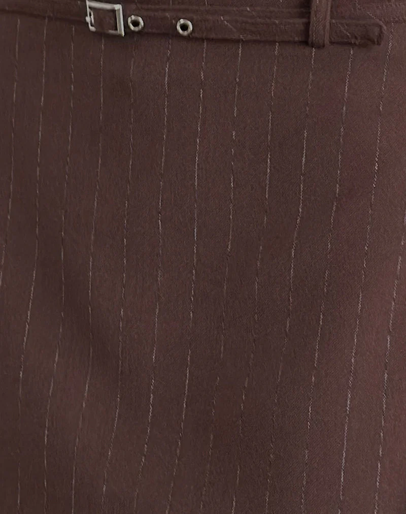 Kaimar Minirock in Nadelstreifen Braun Tailoring - Image 6