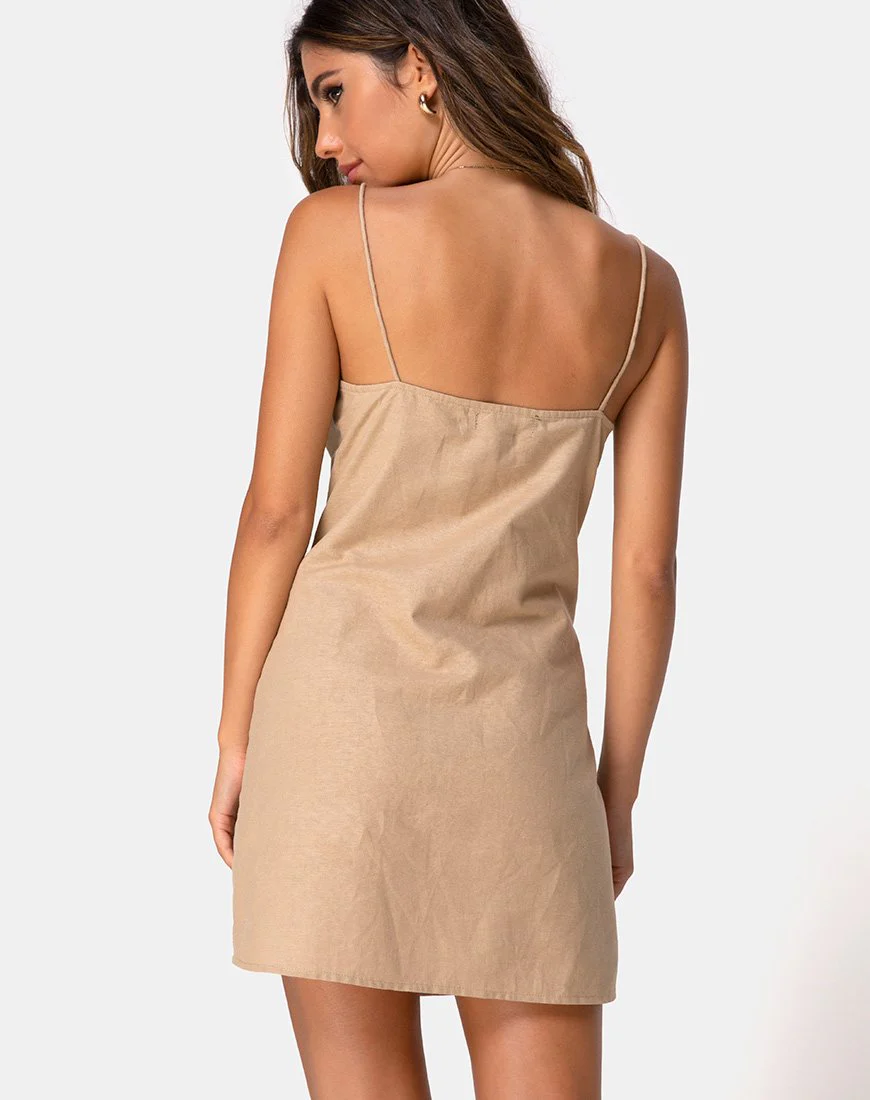 Kaira Slip Dress in Taupe - Image 2