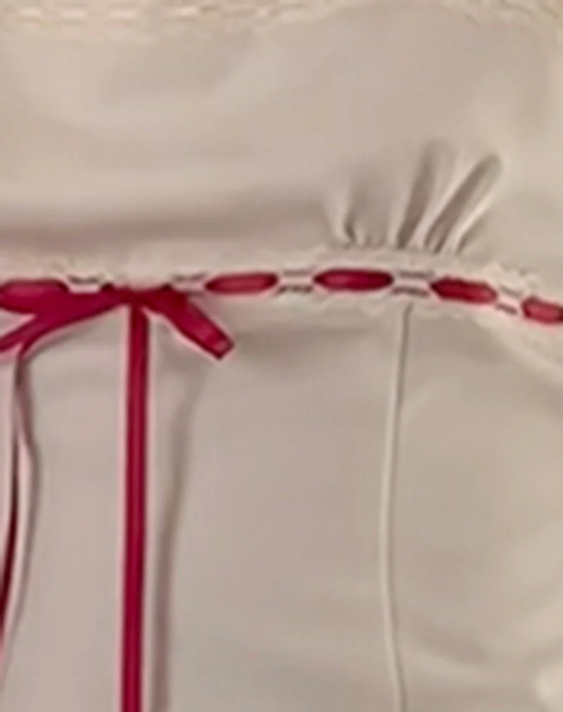 Kaita Cami Top in Creme mit roter Borte - Image 6