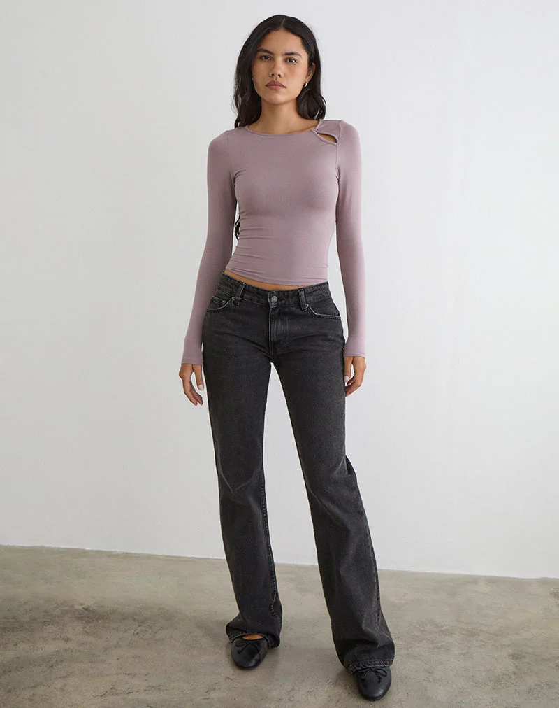 Kalais Langarm-Twist-Top in Staubigem Mauve - Image 4