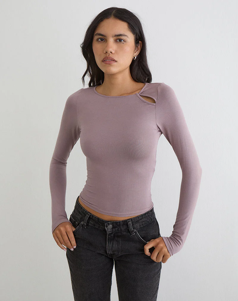 Kalais Langarm-Twist-Top in Staubigem Mauve - Image 5