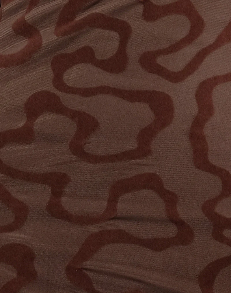 Kalana Maxikleid in Braun Swirl Flock - Image 6