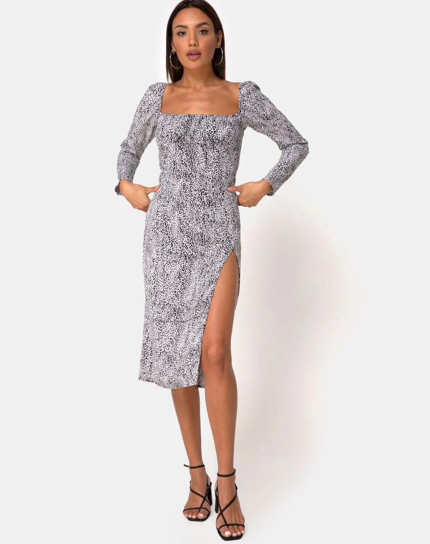 Kaleel Kleid in Leo Spot in Schwarz und Weiß - Image 3