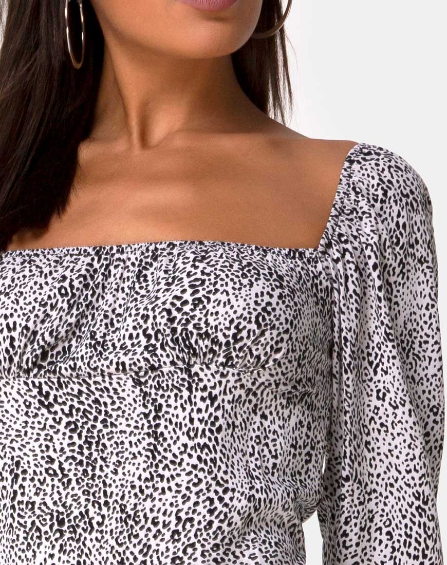 Kaleel Kleid in Leo Spot in Schwarz und Weiß - Image 5