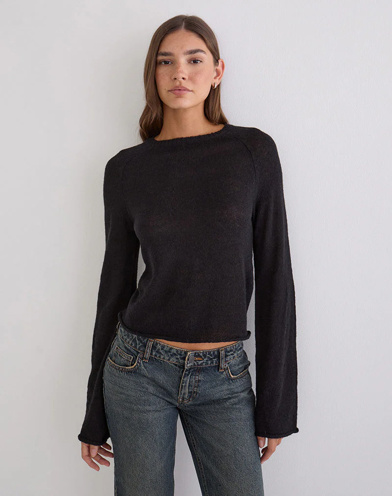 Kaleo Roll Edge Jumper aus Strick, schwarz - Image 3