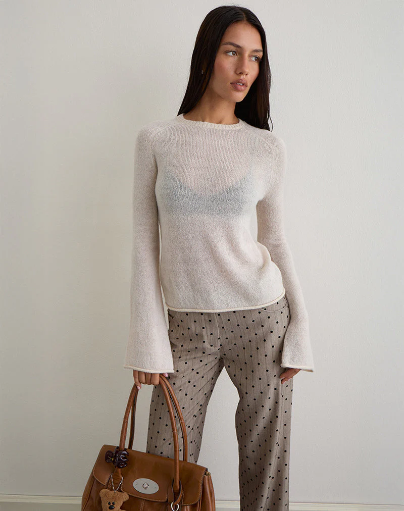 Kaleo Rollsaum-Pullover in Ecru gestrickt - Image 6