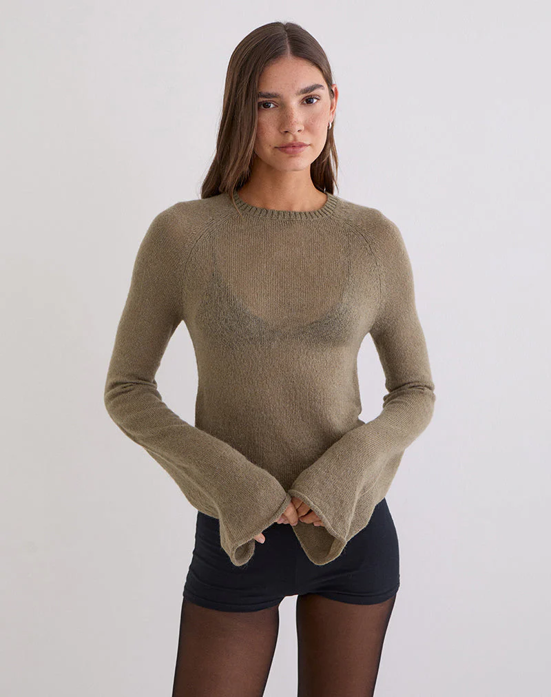 Kaleo Rollkragenpullover aus Strick in Khaki - Image 2