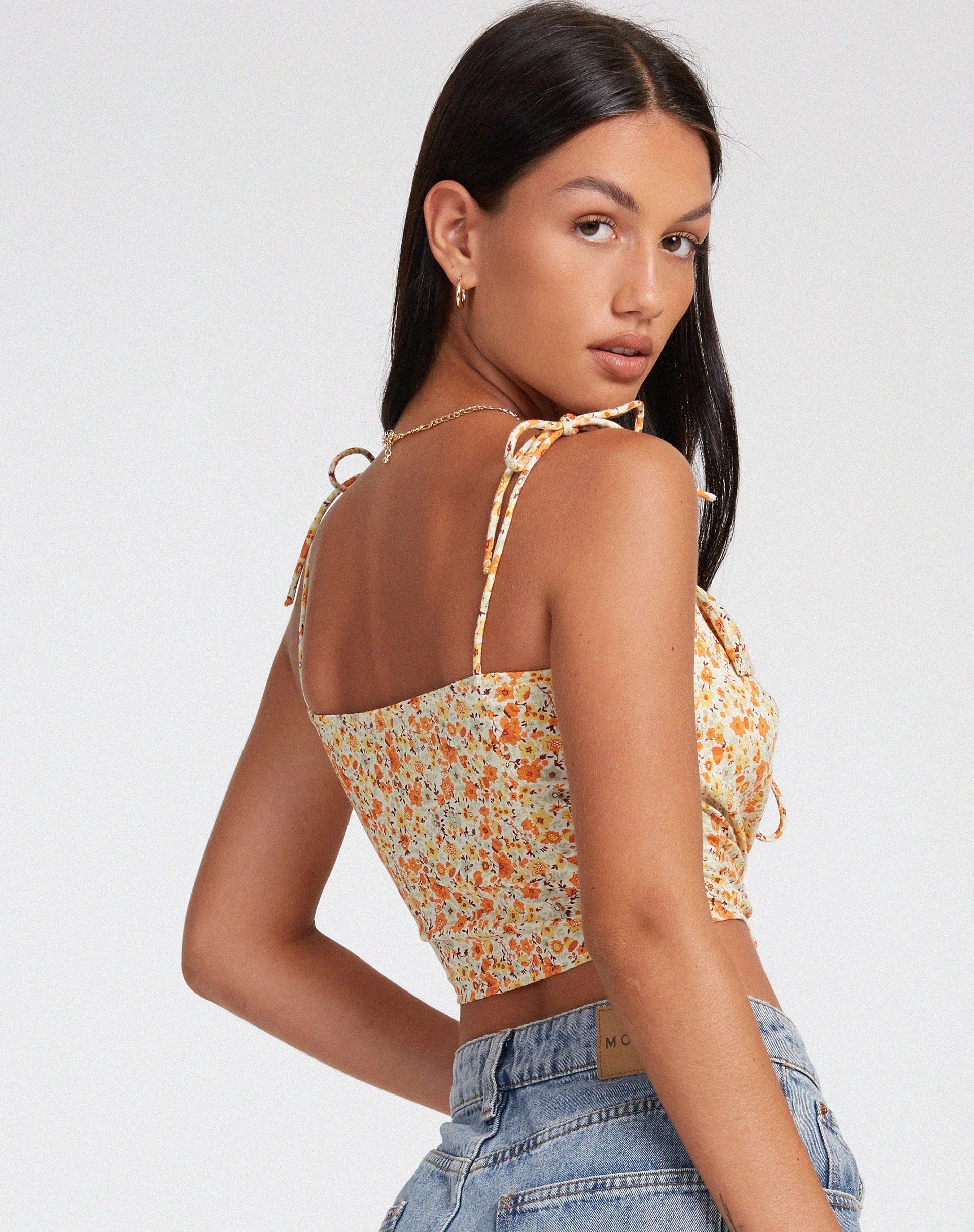 Kali Cami Top in Ditsy Tangerine - Image 2