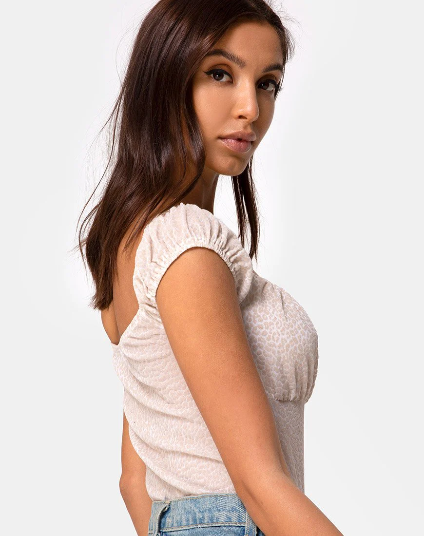 Kalina Mieder in Flock Ditsy Leopard Taupe - Image 2