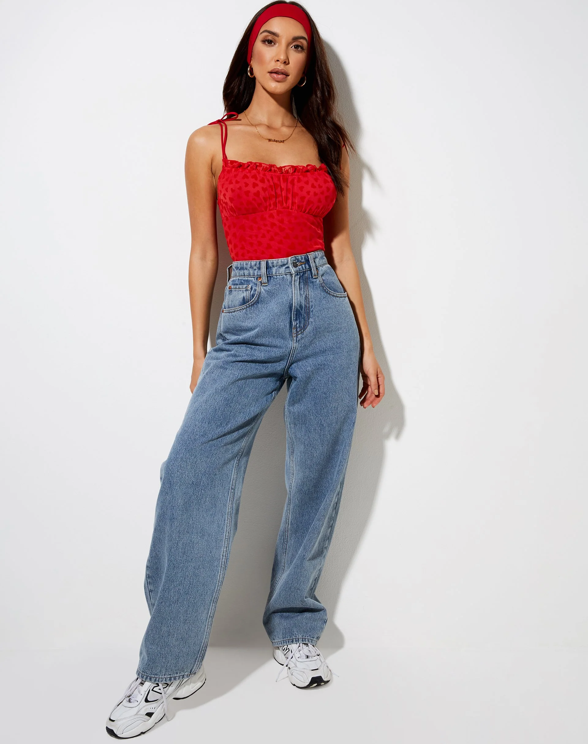 Kalos Cami Top aus rotem Mesh Rotes Herz Flock - Image 3