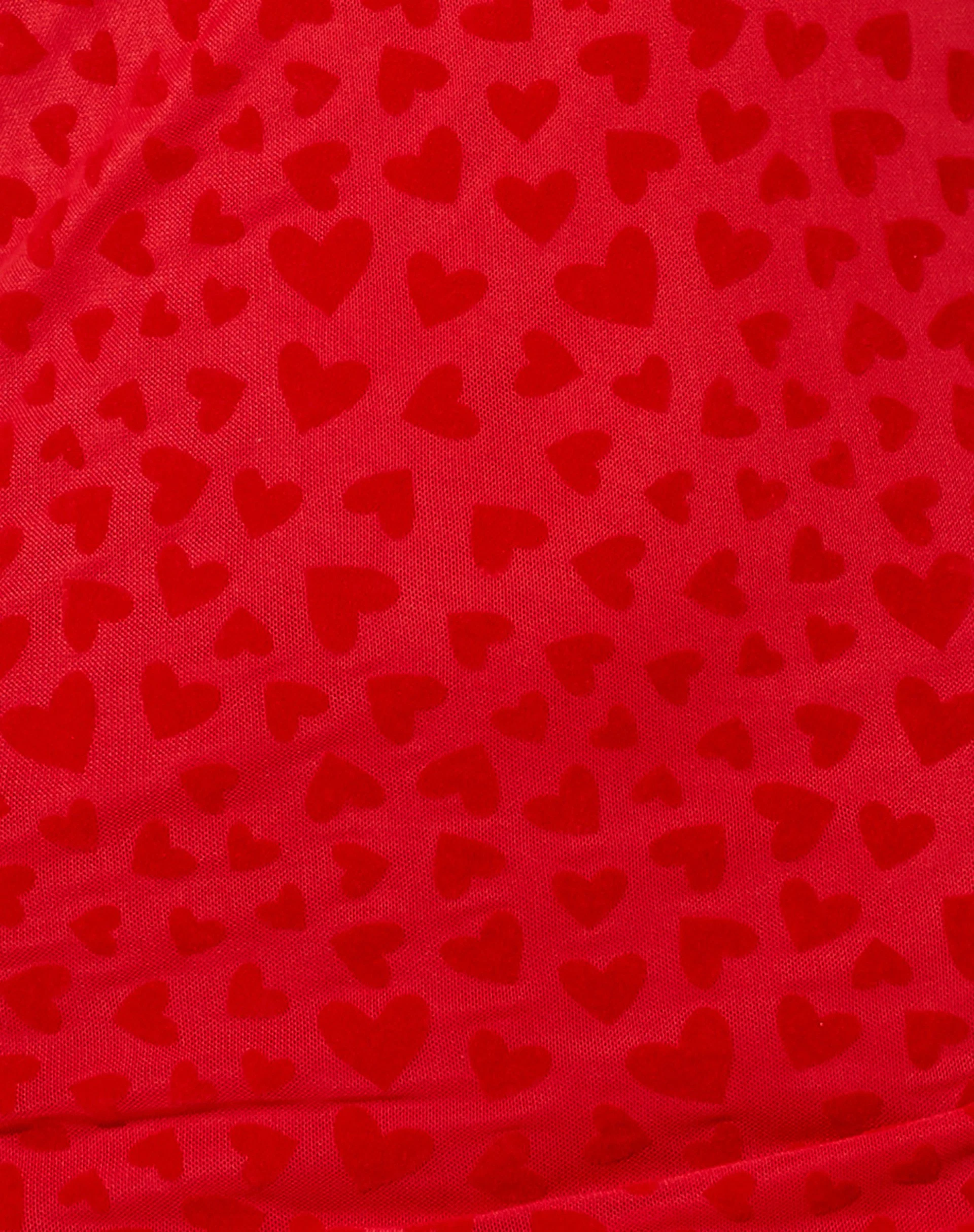 Kalosa Minikleid aus rotem Mesh mit rotem Herzflock - Image 6