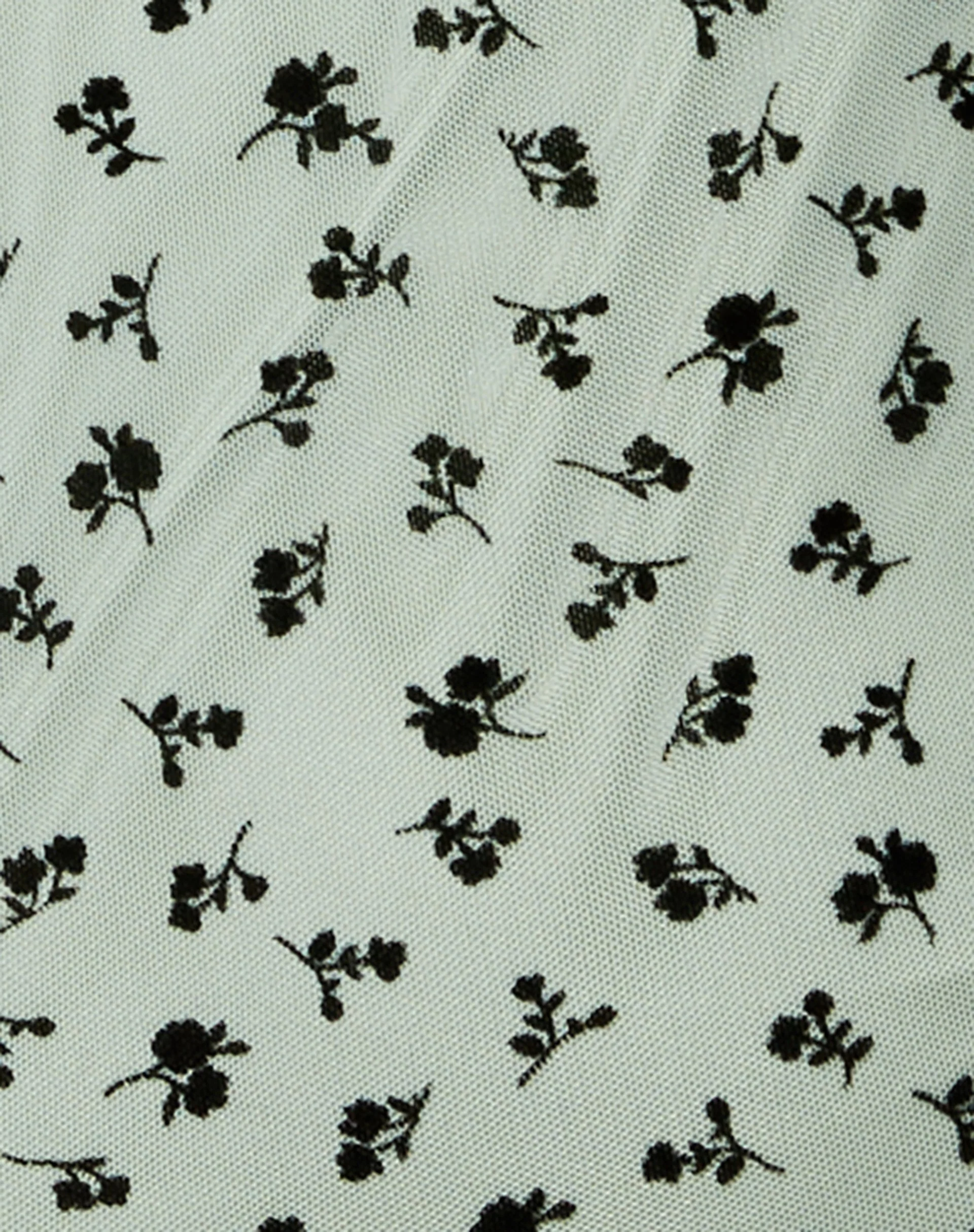 Kalosa Minikleid in Salbei Blumenknospen Schwarzer Flock - Image 5