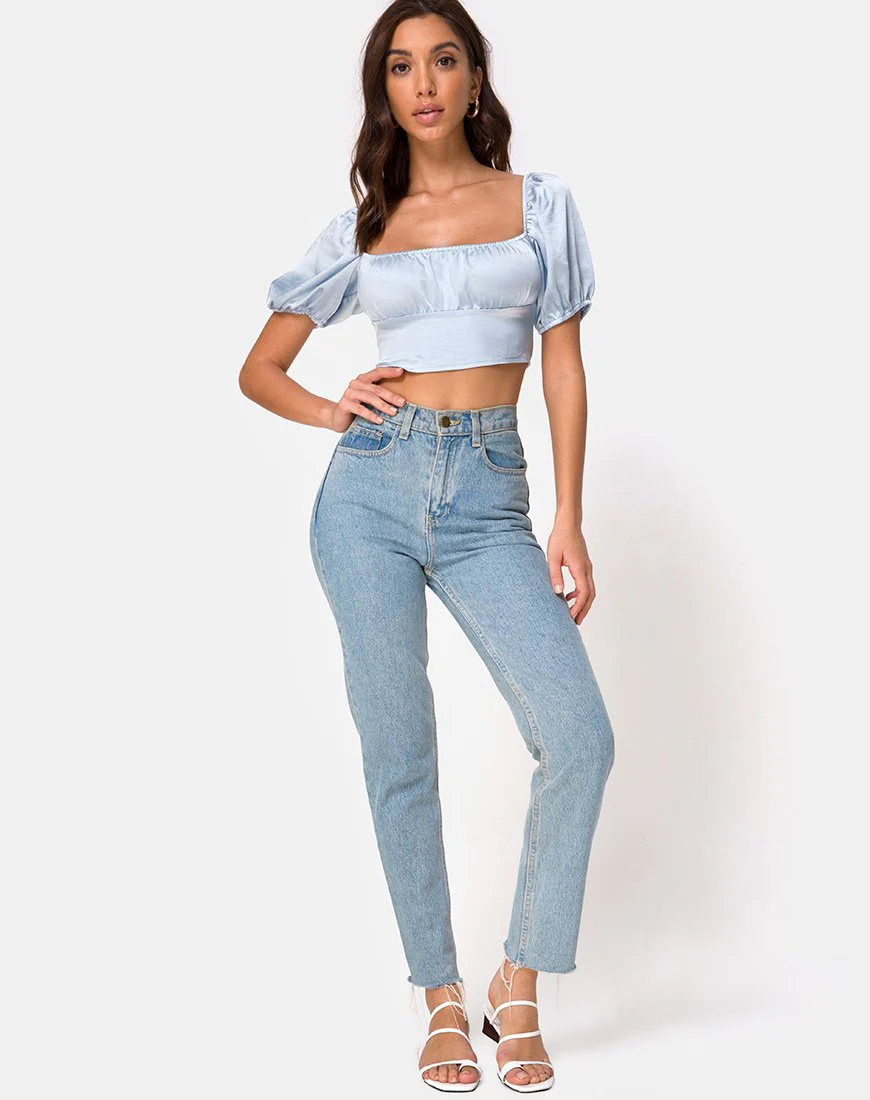 Kalua Crop Top in Satin Puderblau - Image 3