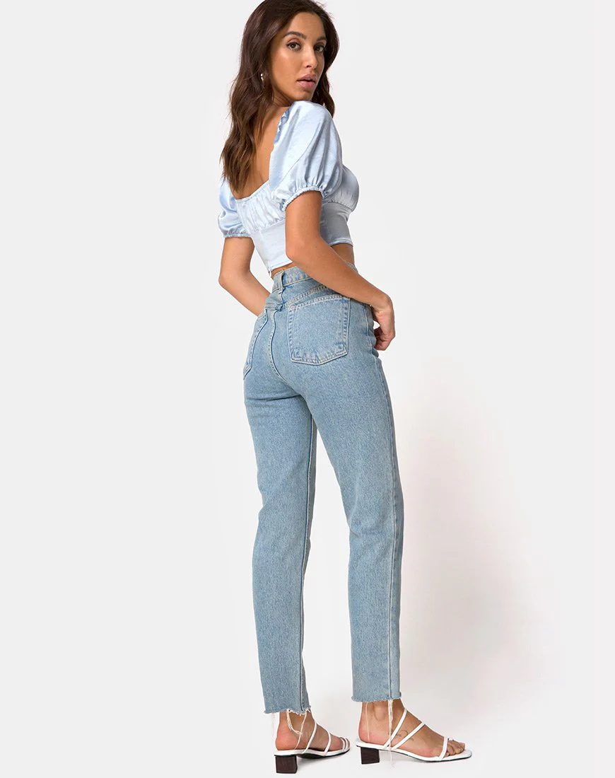 Kalua Crop Top in Satin Puderblau - Image 4