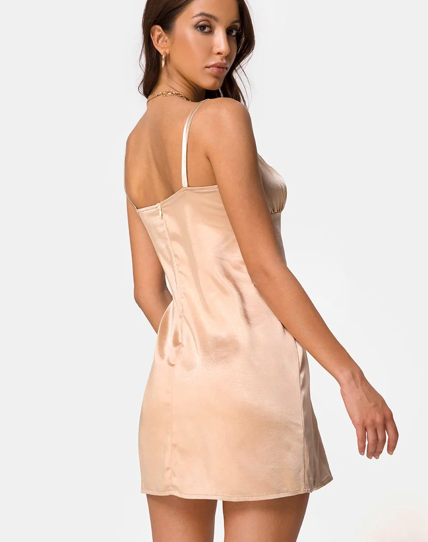 Kamalia Slip-Kleid aus Satin Champagner - Image 2