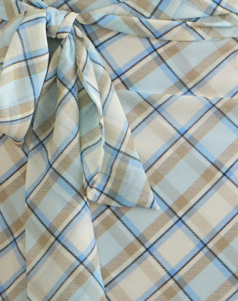 Kamili Midi Skirt in Chiffon Vintage Blue Check - Image 5