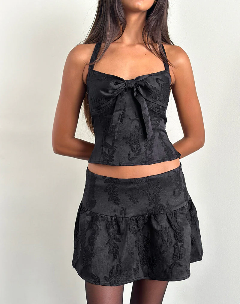 Kampi Neckholder-Top aus Satin-Jacquard Schwarz - Image 5