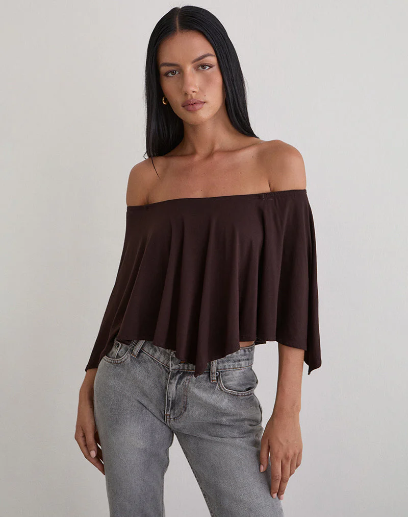 Kanela Slouch Poncho aus Jersey Bitter Chocolate - Image 2