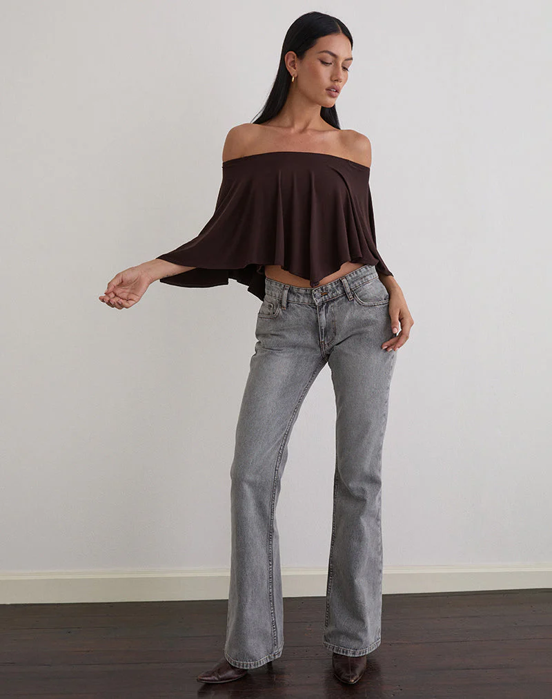 Kanela Slouch Poncho aus Jersey Bitter Chocolate - Image 3