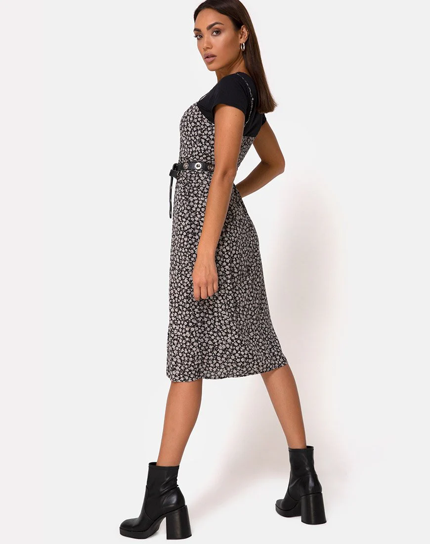 Kaoya Midikleid in Ditsy Rose Schwarz - Image 2