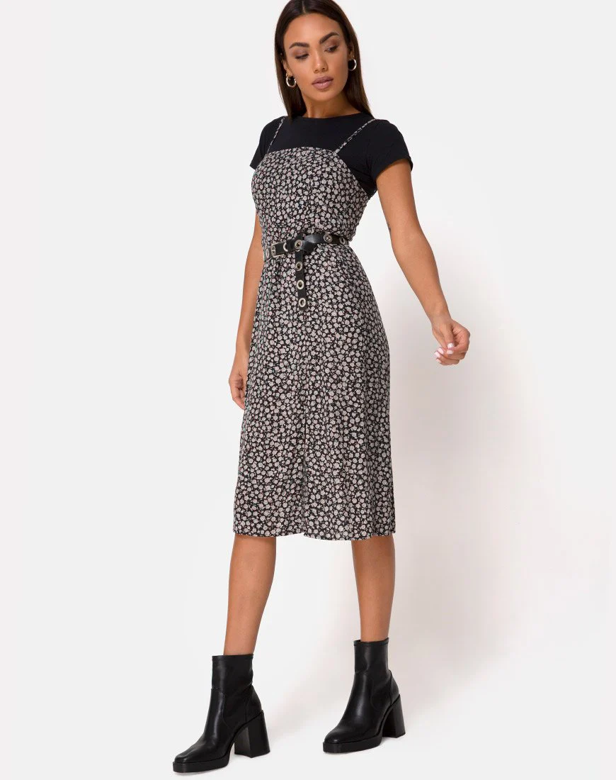 Kaoya Midikleid in Ditsy Rose Schwarz - Image 3