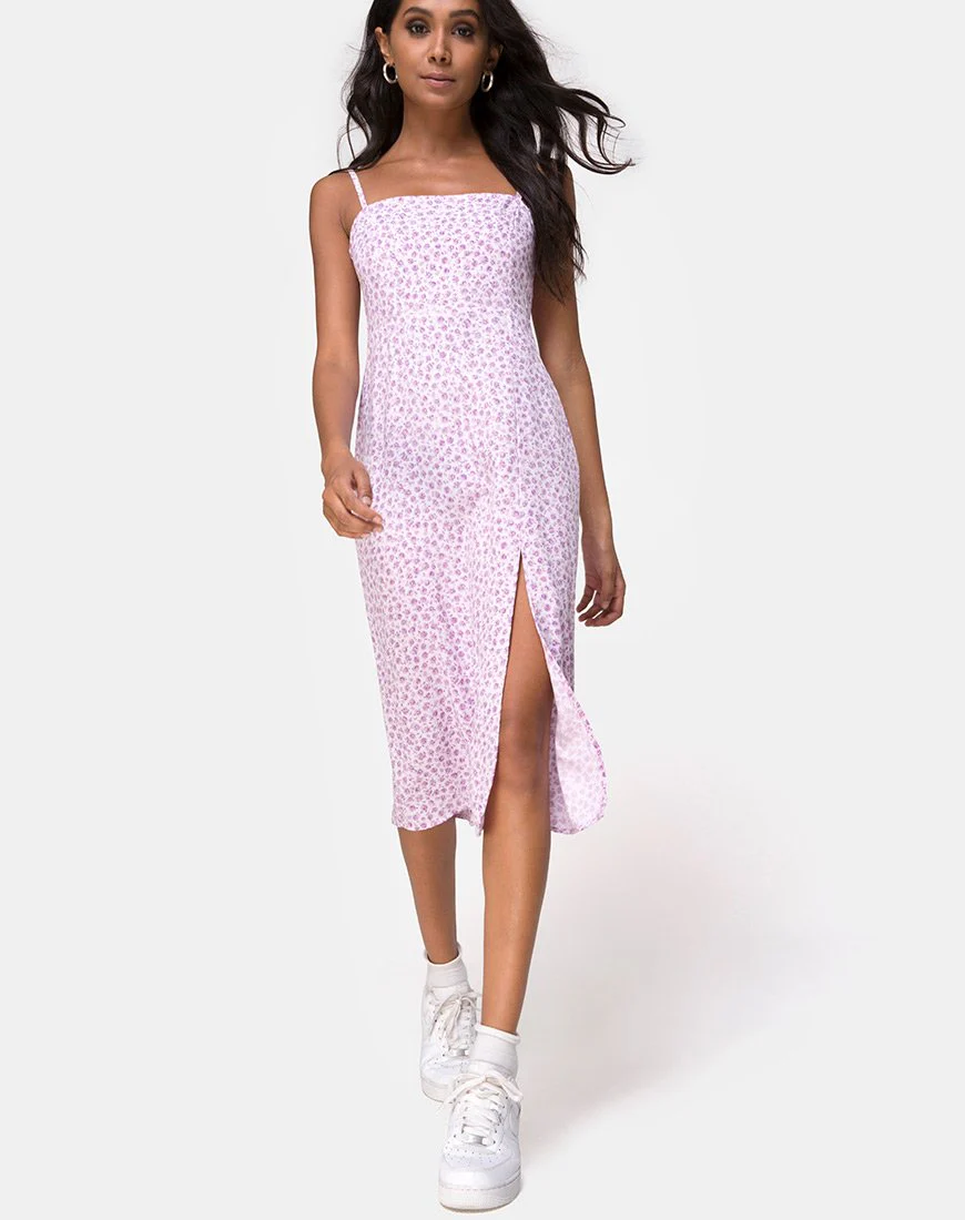 Kaoya Midikleid in Ditsy Rose Flieder - Image 3
