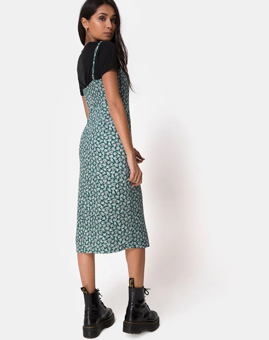 Kaoya Midikleid in Floral Bloom Grün - Image 2
