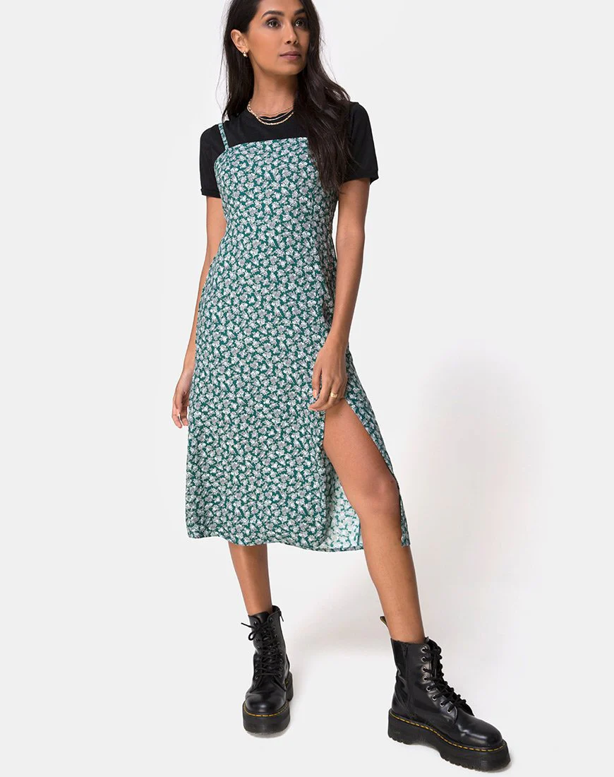 Kaoya Midikleid in Floral Bloom Grün - Image 3