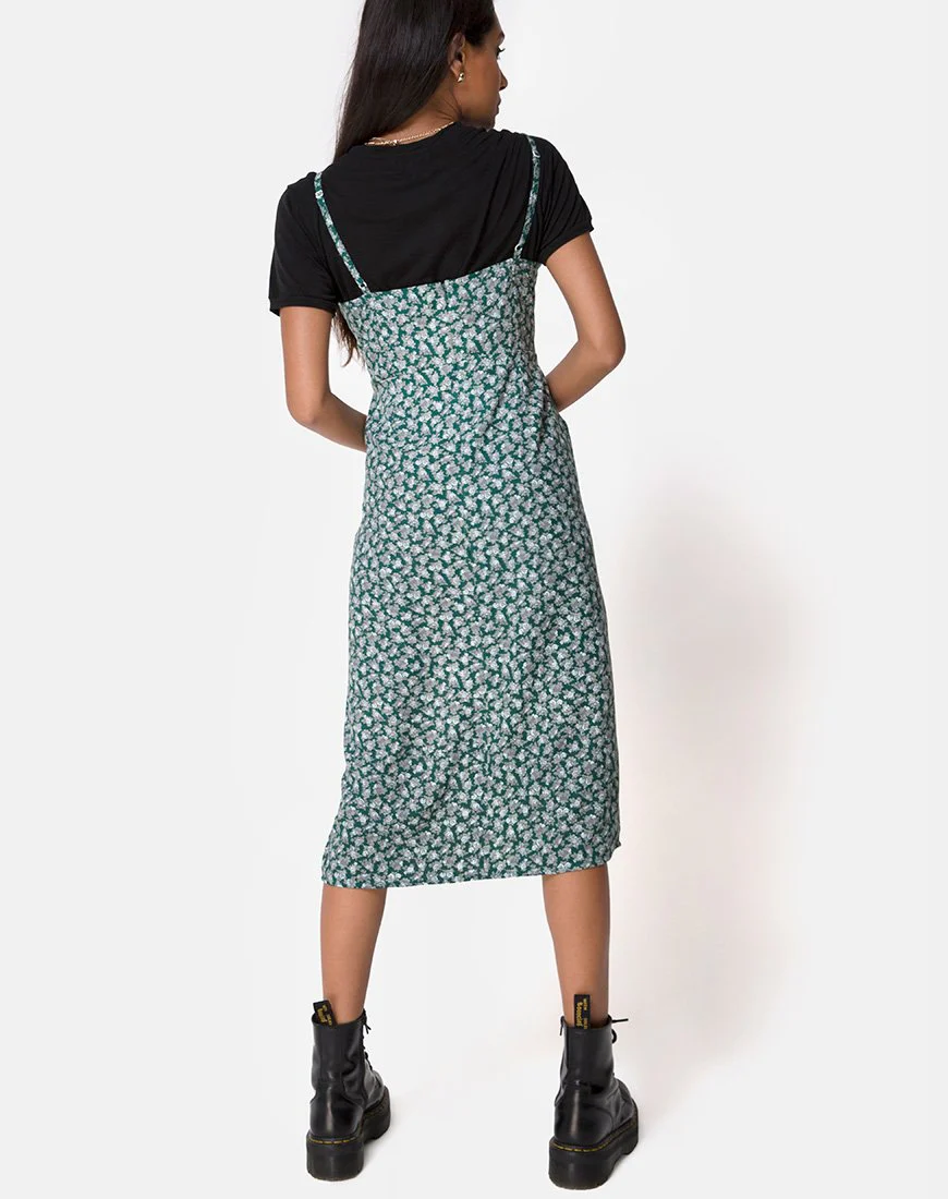 Kaoya Midikleid in Floral Bloom Grün - Image 4