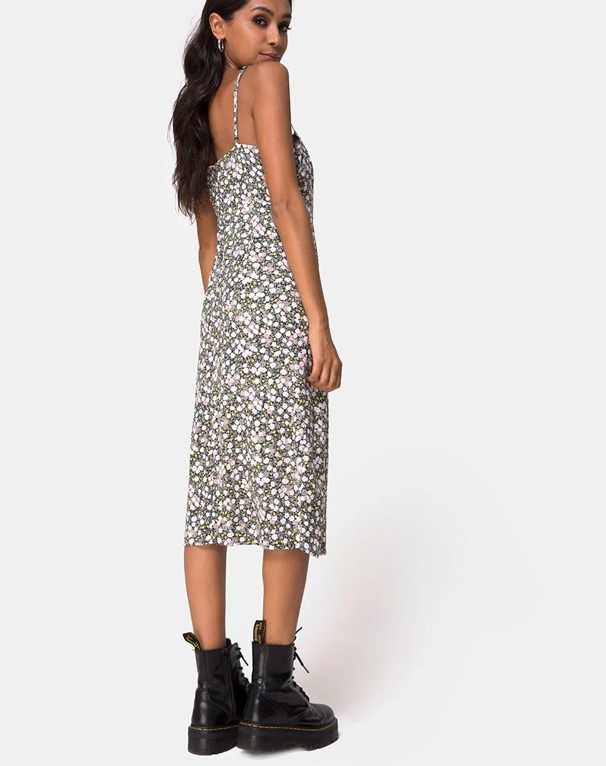 Kaoya Midikleid mit Blumenmuster, oliv - Image 4