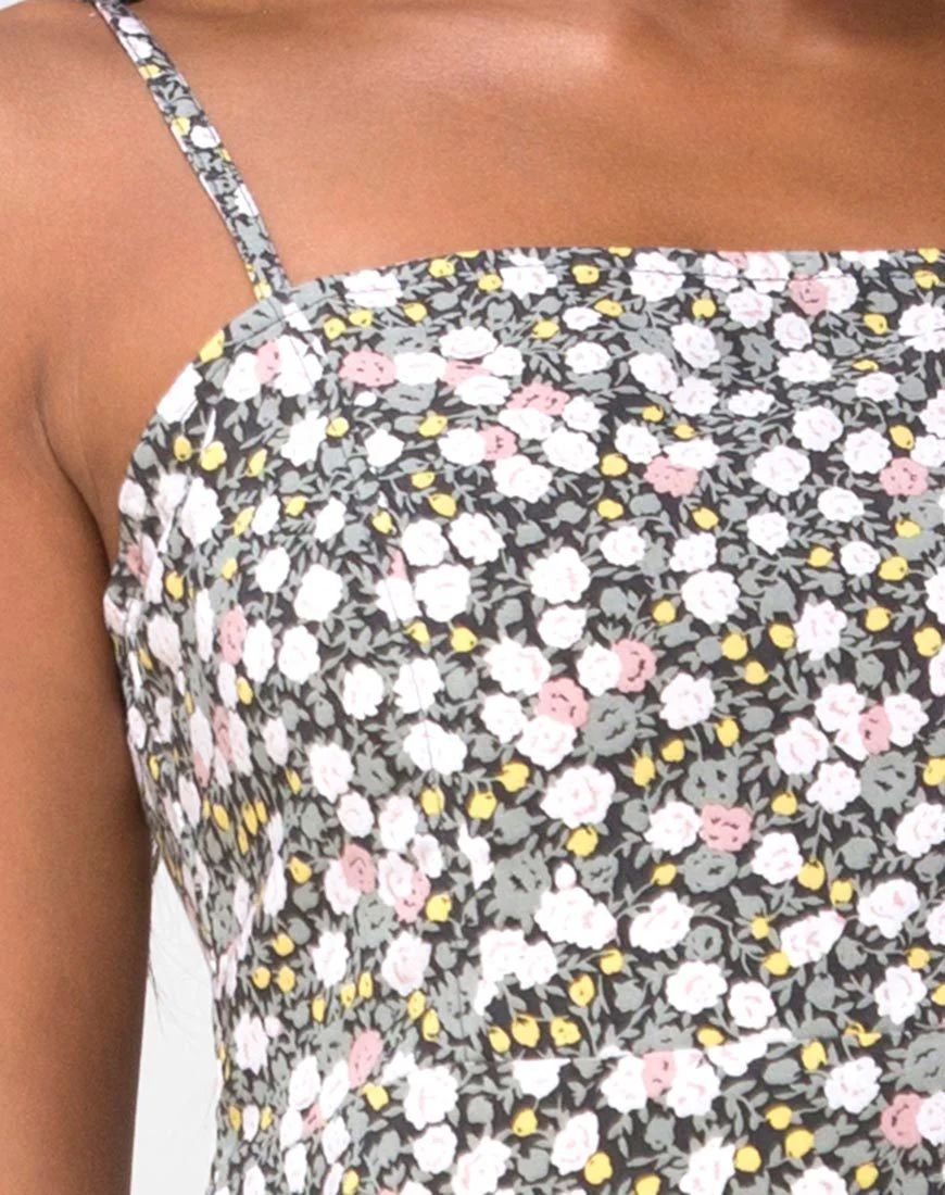 Kaoya Midikleid mit Blumenmuster, oliv - Image 5
