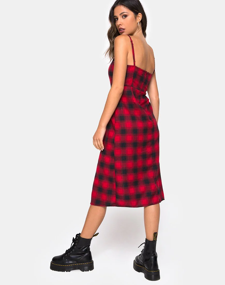 Kaoya Kleid in Rot und Schwarz kariert - Image 2