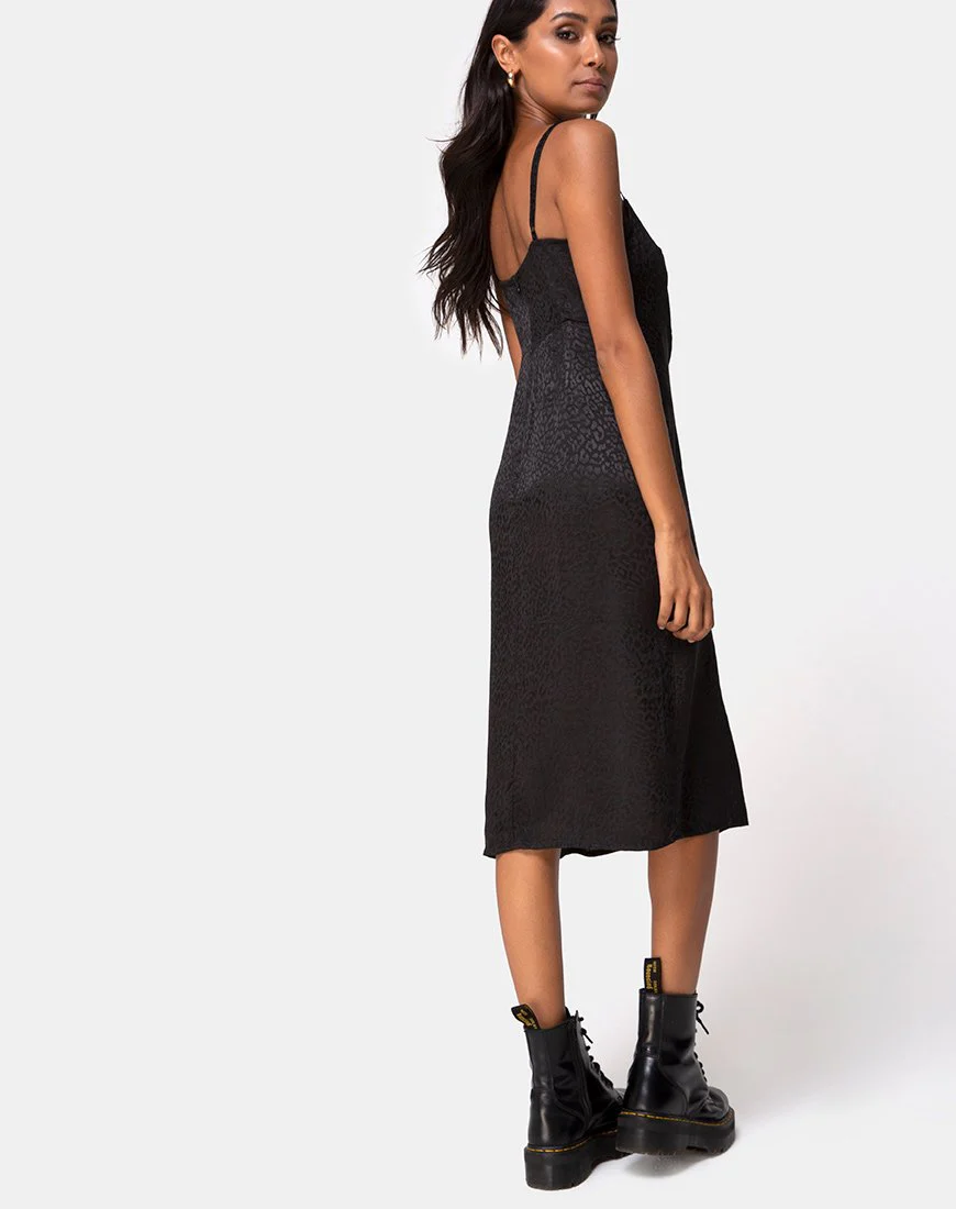 Kaoya Midikleid aus Satin Cheetah Schwarz - Image 4