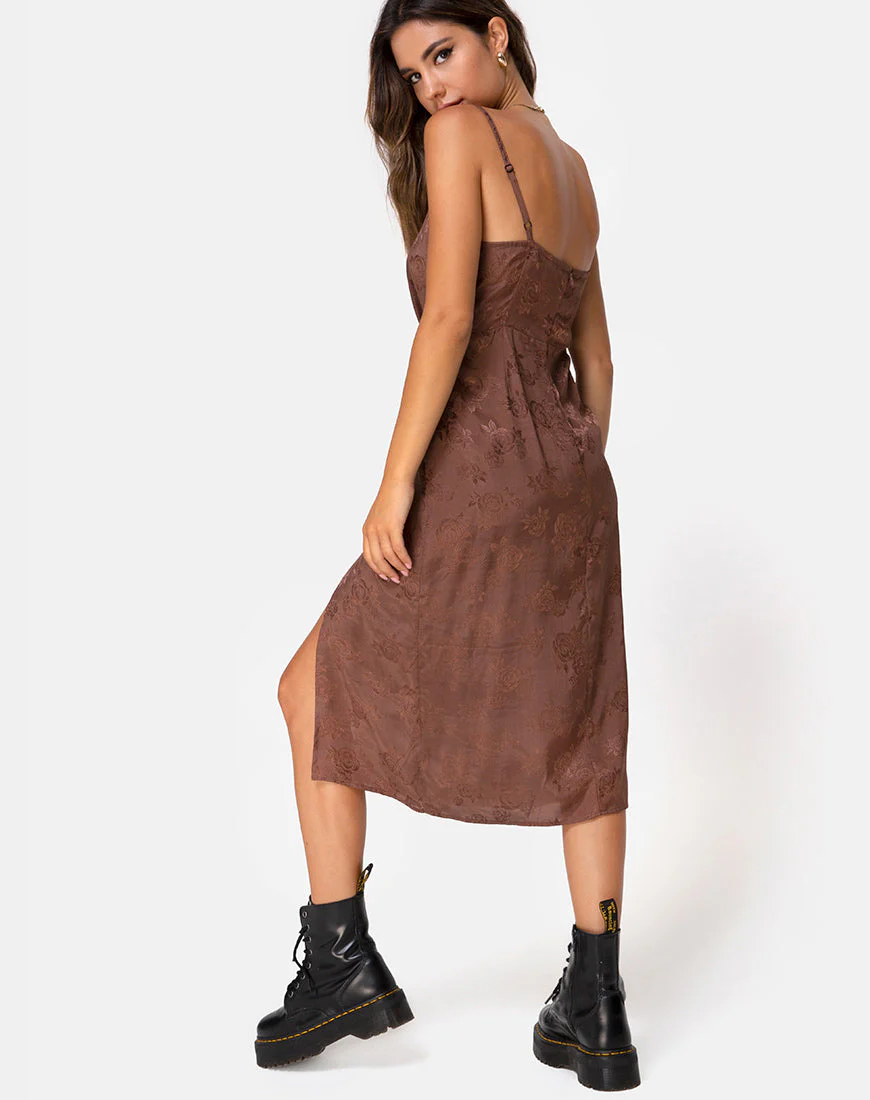 Kaoya Midikleid aus Satin Rose Chocolate - Image 2