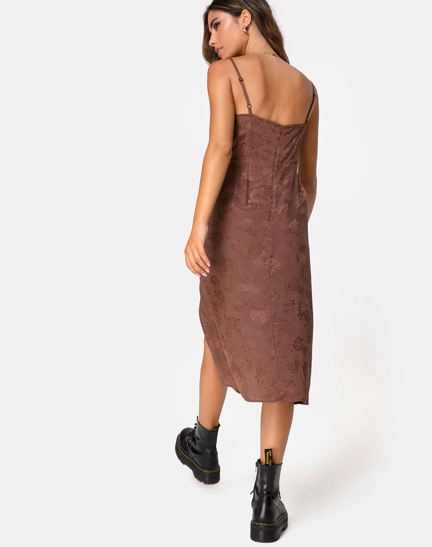 Kaoya Midikleid aus Satin Rose Chocolate - Image 4